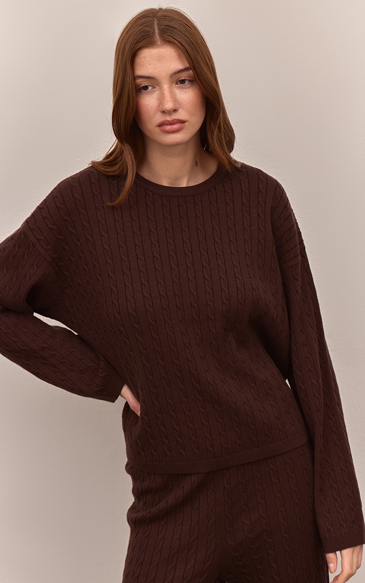 Chocolate Baby Cable Knit Oversized Sweater | Knitwear | PLT USA