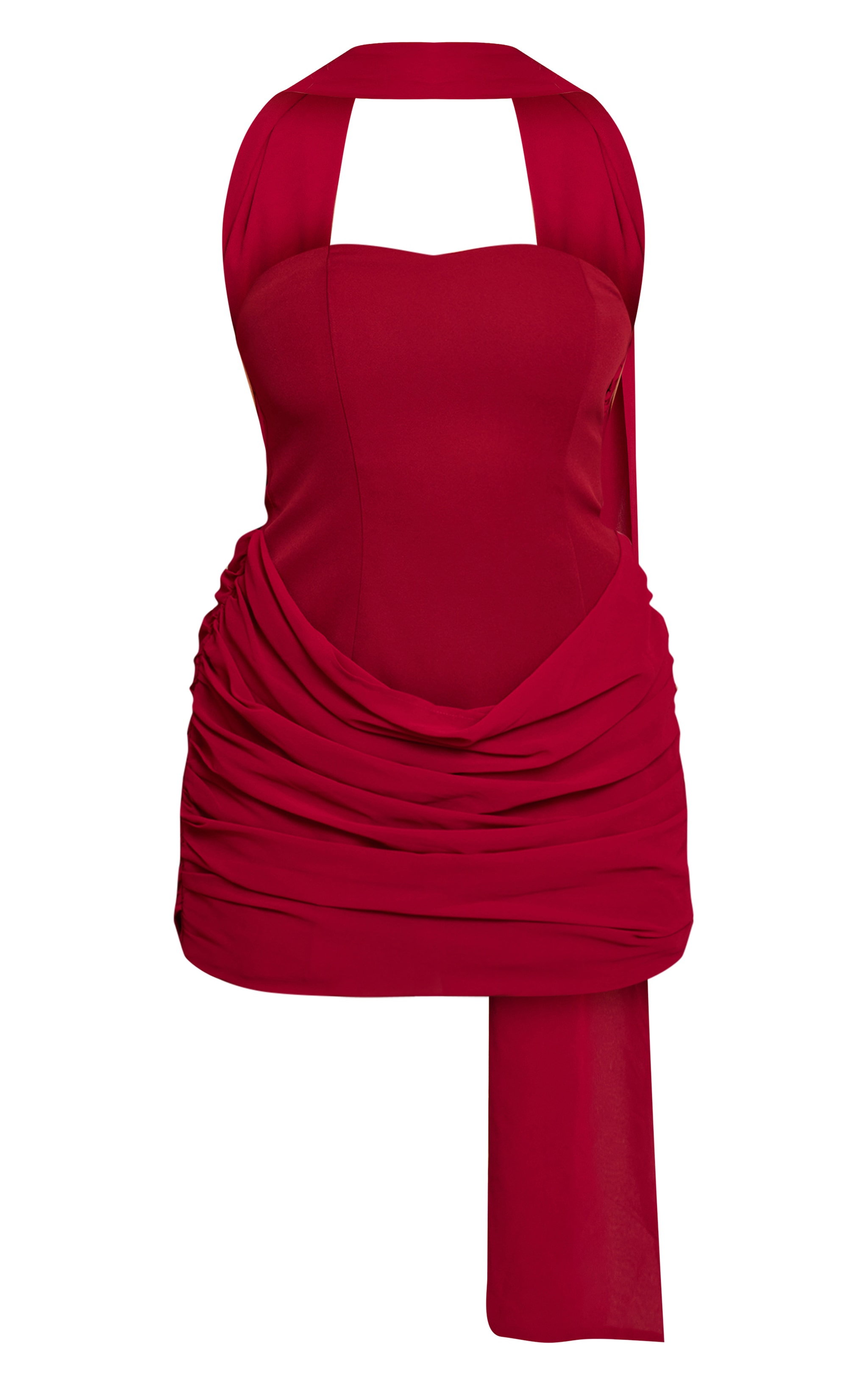 Shape Mini robe bordeaux drapée à détail foulard image 5