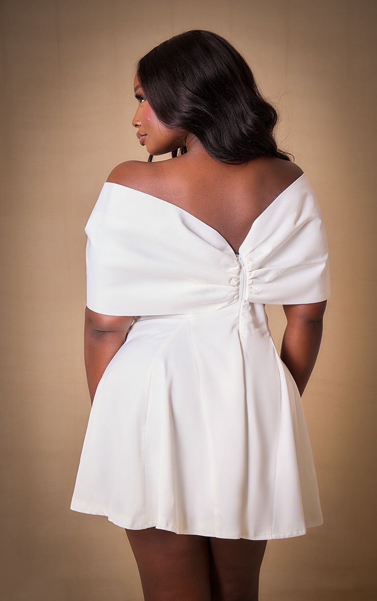 Premium Plus White Satin Extreme Bow Detail Playsuit image 2
