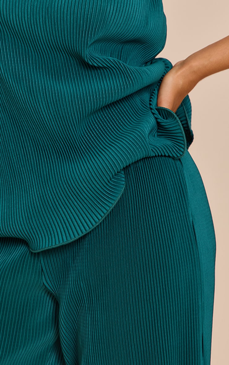 Petite Teal Plisse Frilled Edge Bandeau Top image 4
