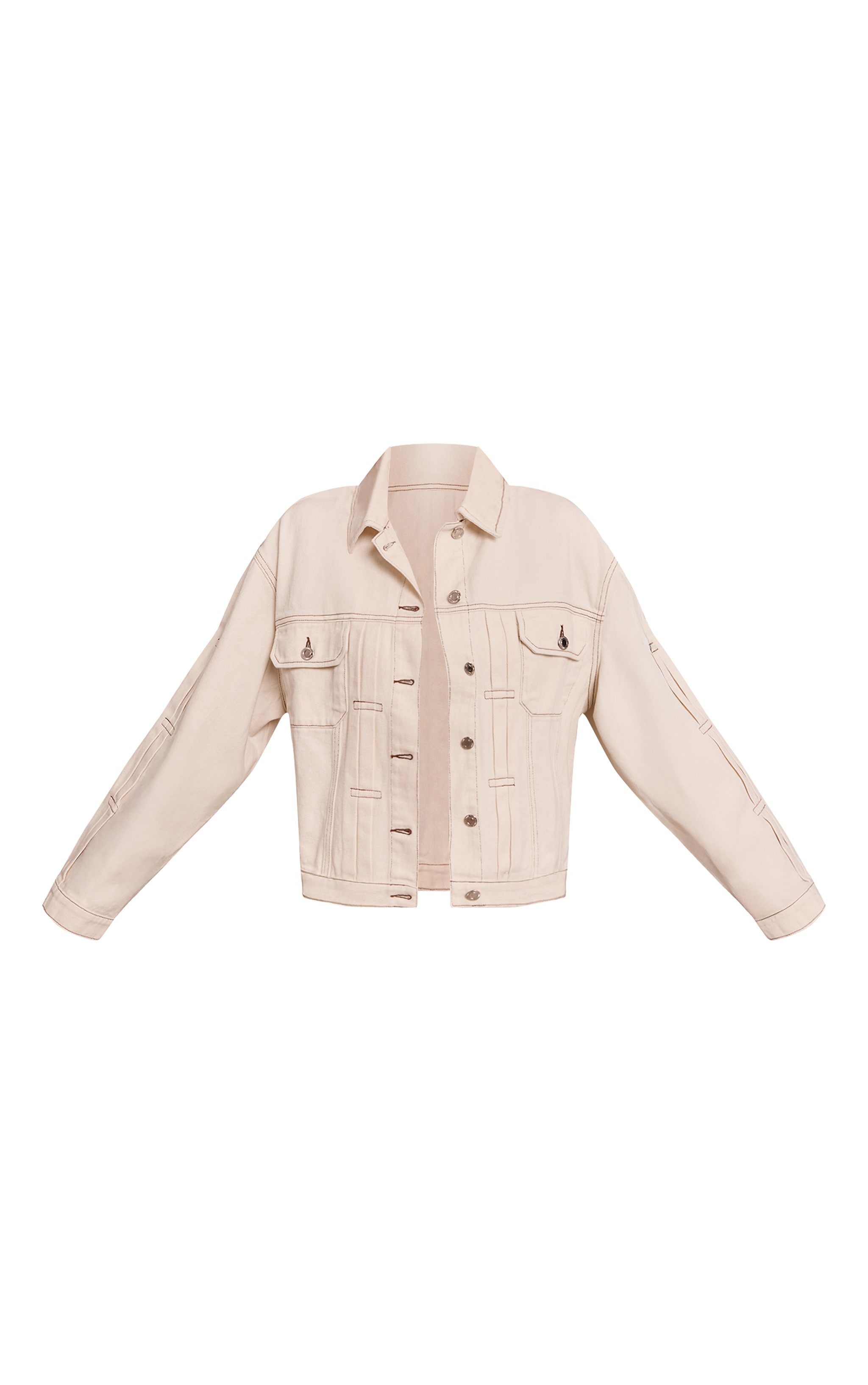 Veste en jean écru à épaules carrées et plissures image 5
