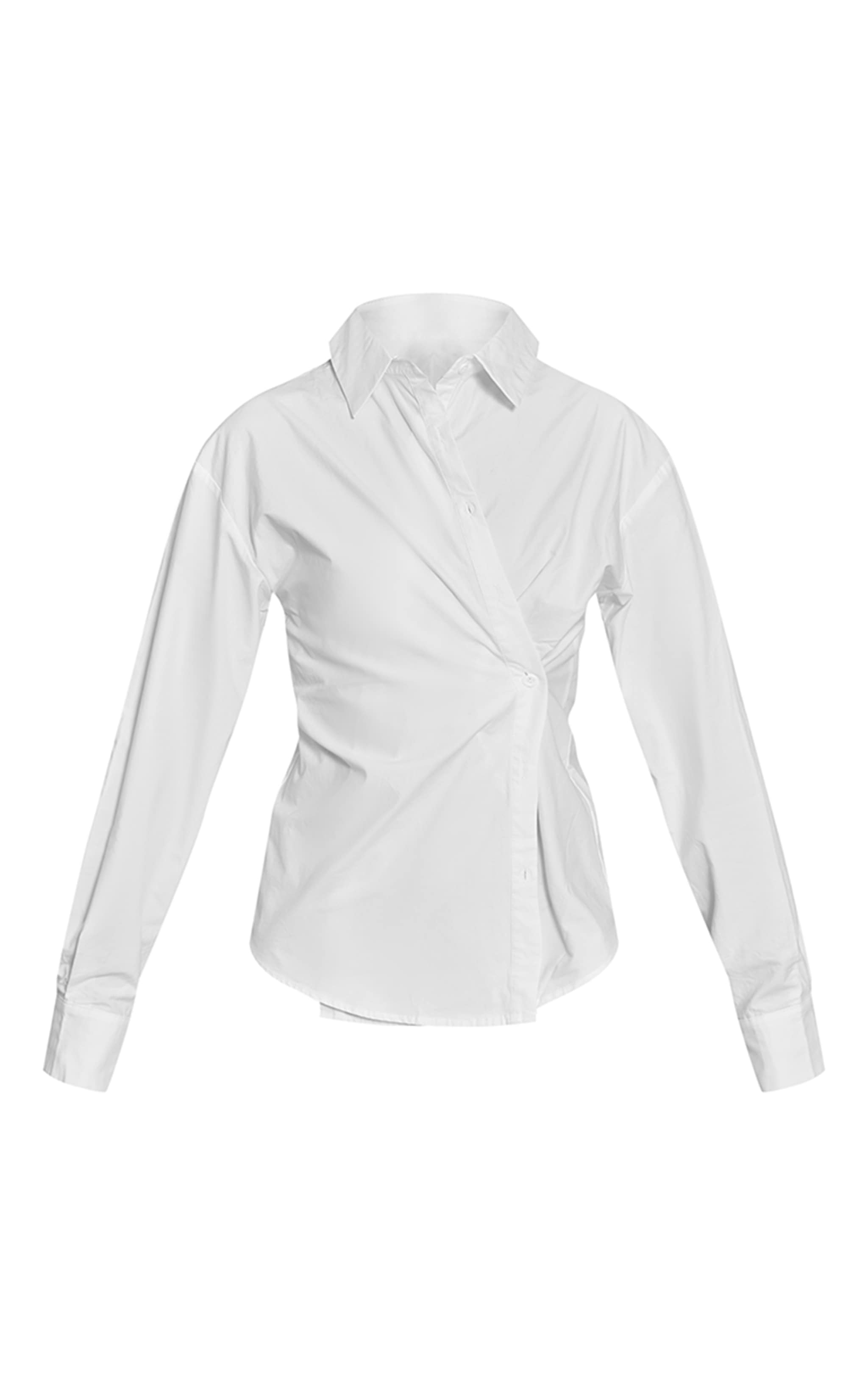 White Cotton Multi Button Cinched Shirt image 5