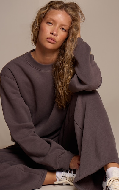 Charcoal Cotton Fleece Pullover Sweatshirt