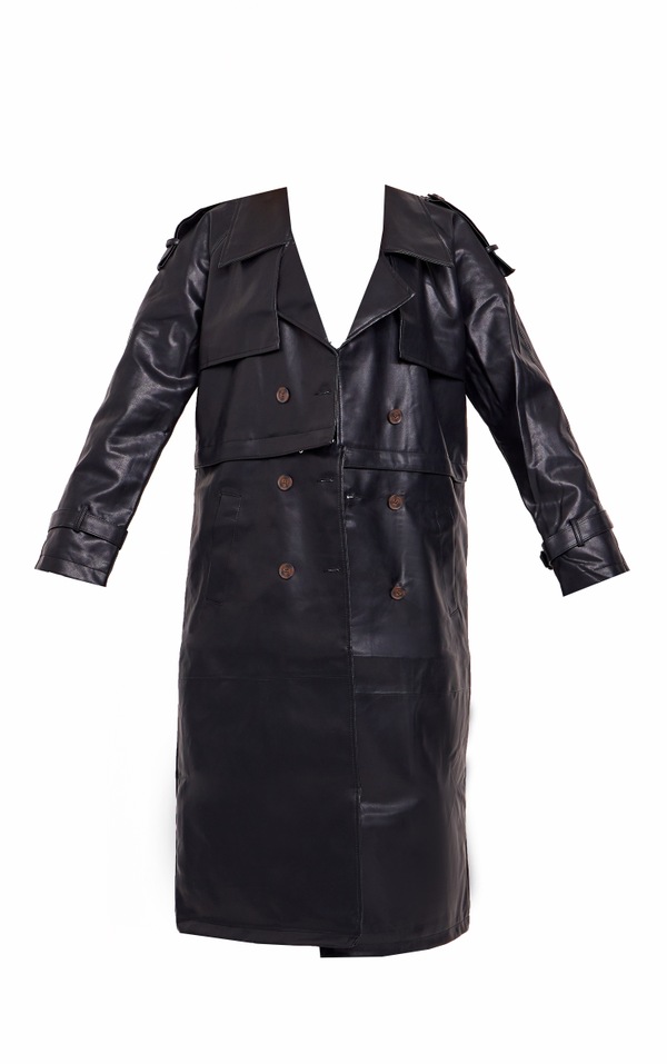 Black Detachable Hem Faux Leather Trench Coat PrettyLittleThing CA