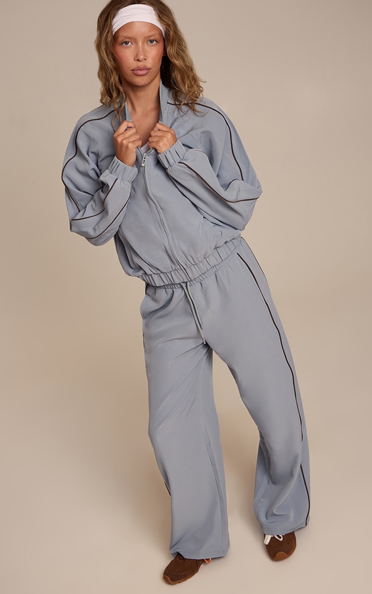 Veste bomber bleu clair à lisérés structurants tricotés image 3