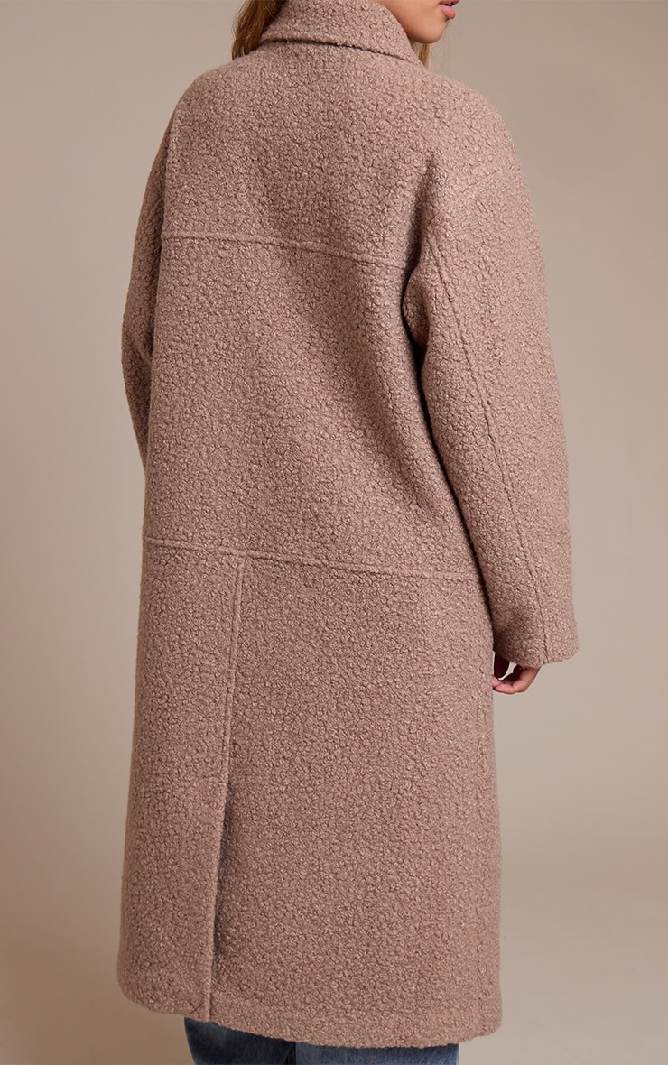 Taupe Boucle Double Breasted Maxi Coat image 4