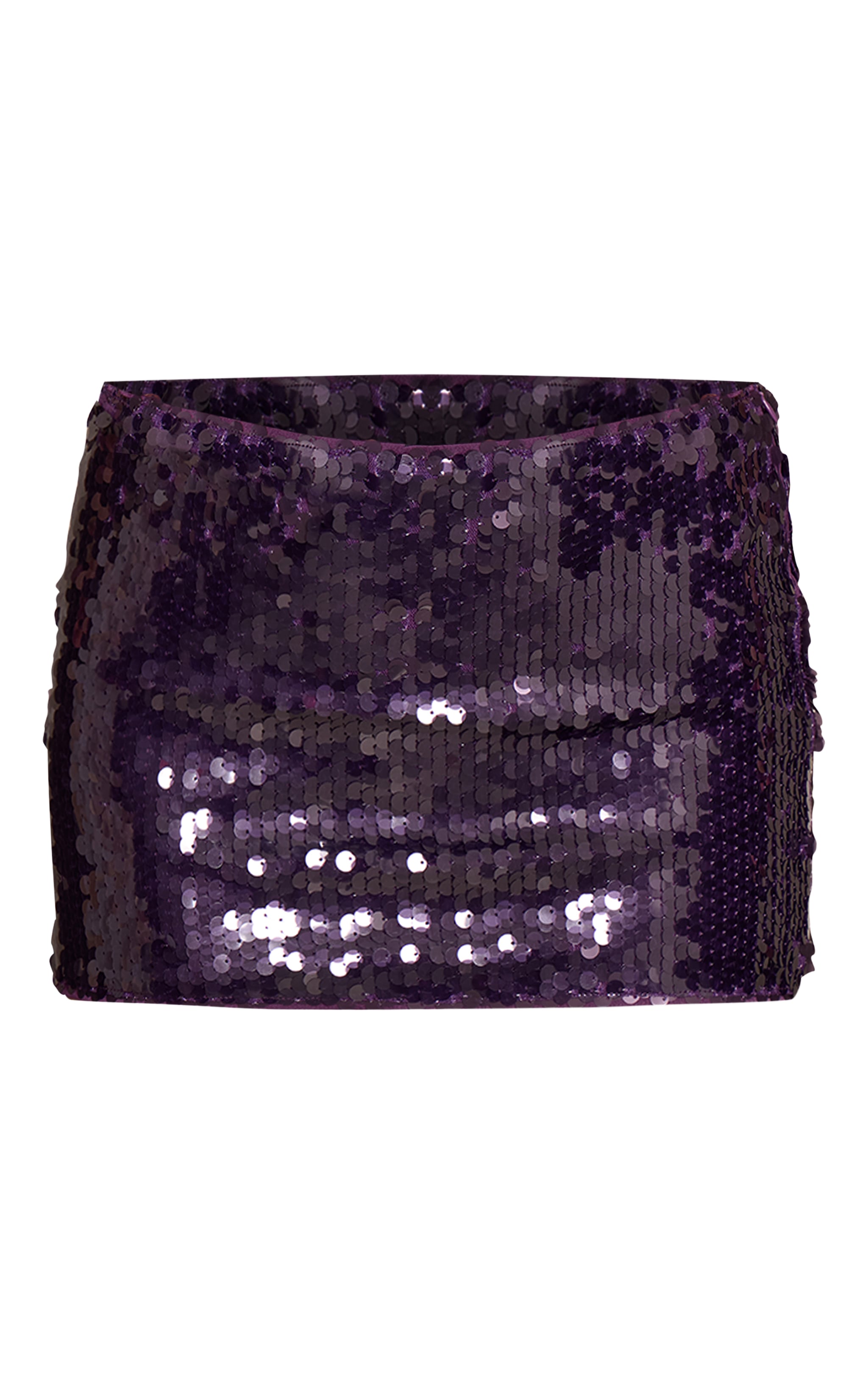 Purple Sequin Ruched Mini Skirt image 6