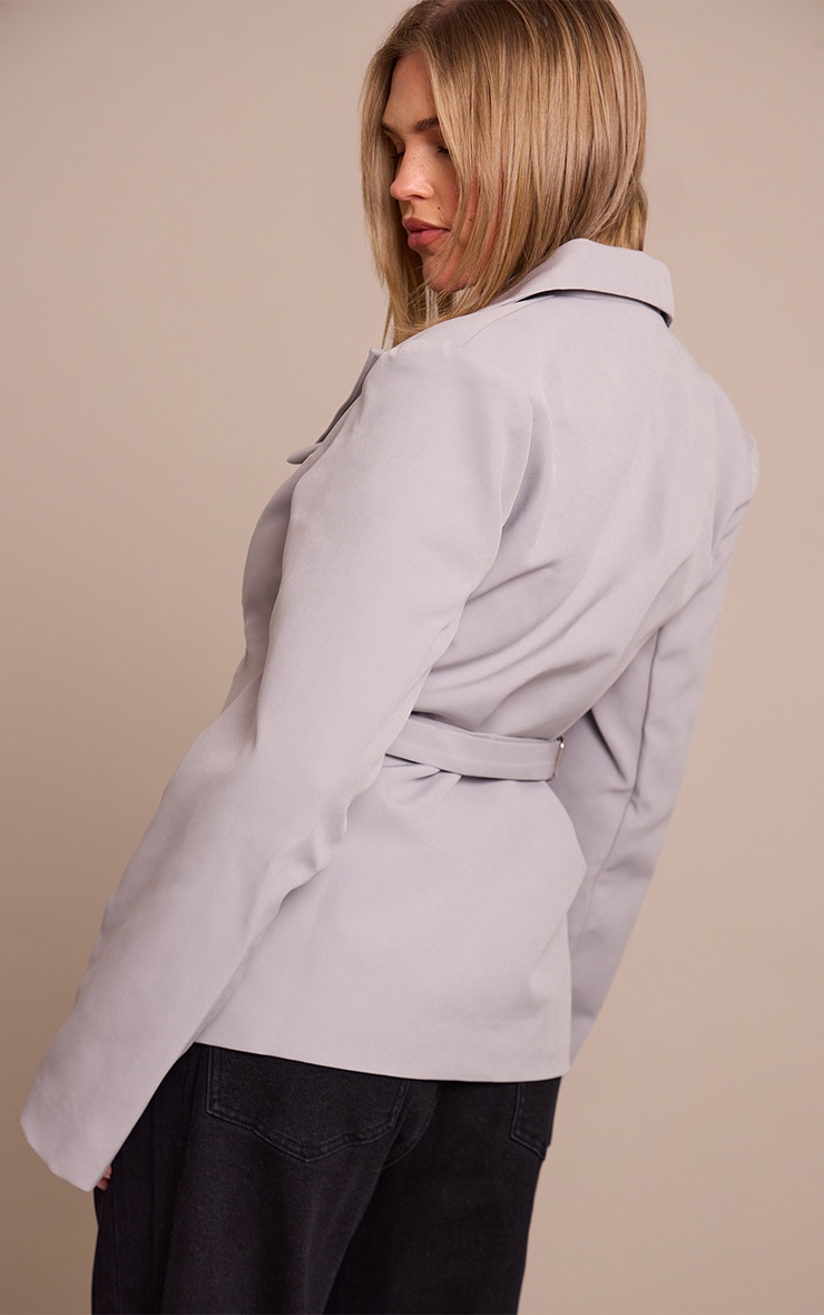 Shape Light Grey Tailored Asym Cross Over Adjustable Waist Blazer