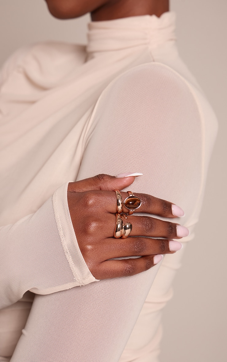 Gold Smooth Tiger Eye Ring Multi Pack image 1