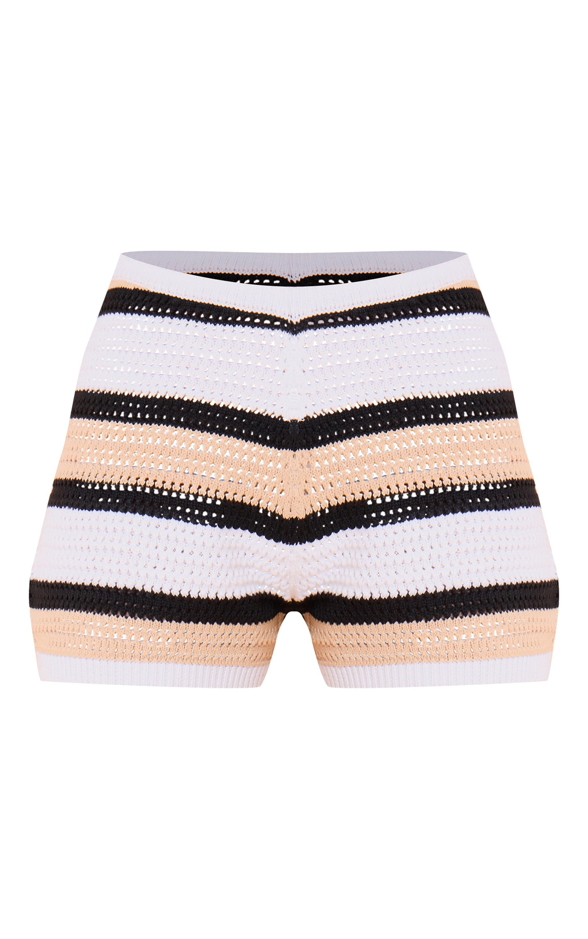 Petite Multi Neutral Knit Crochet Shorts image 6
