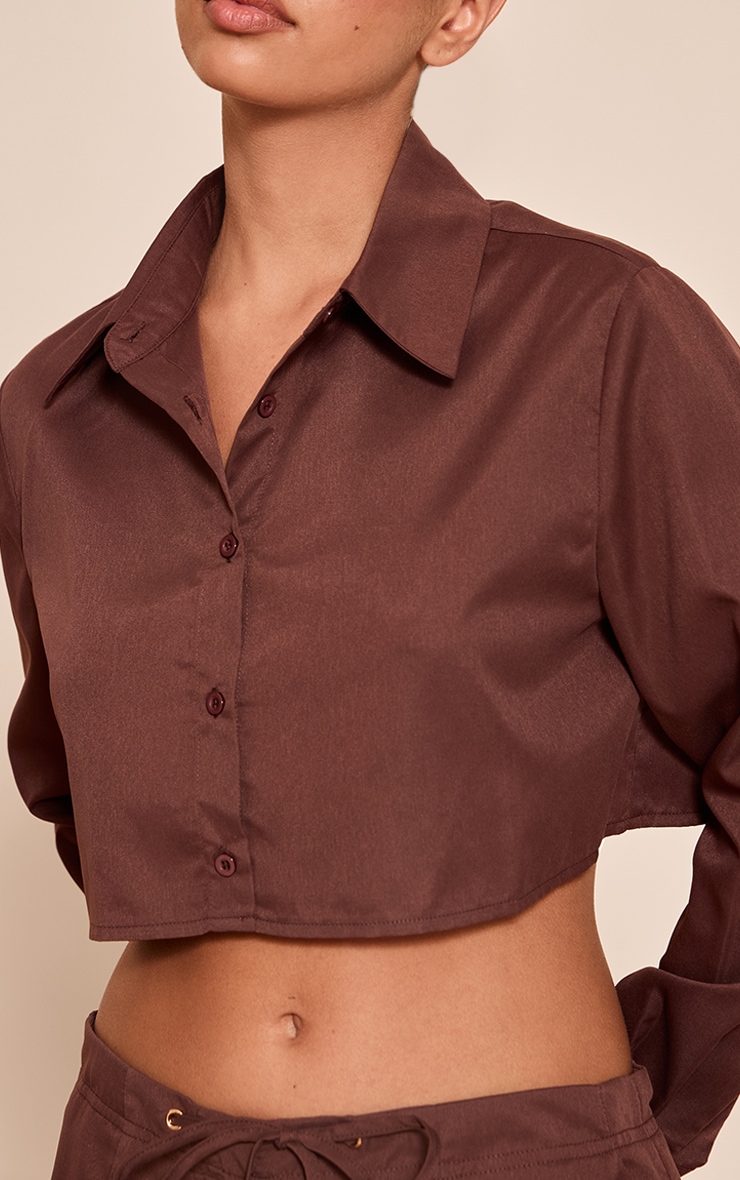 Dark Brown Cropped Shirt image 4