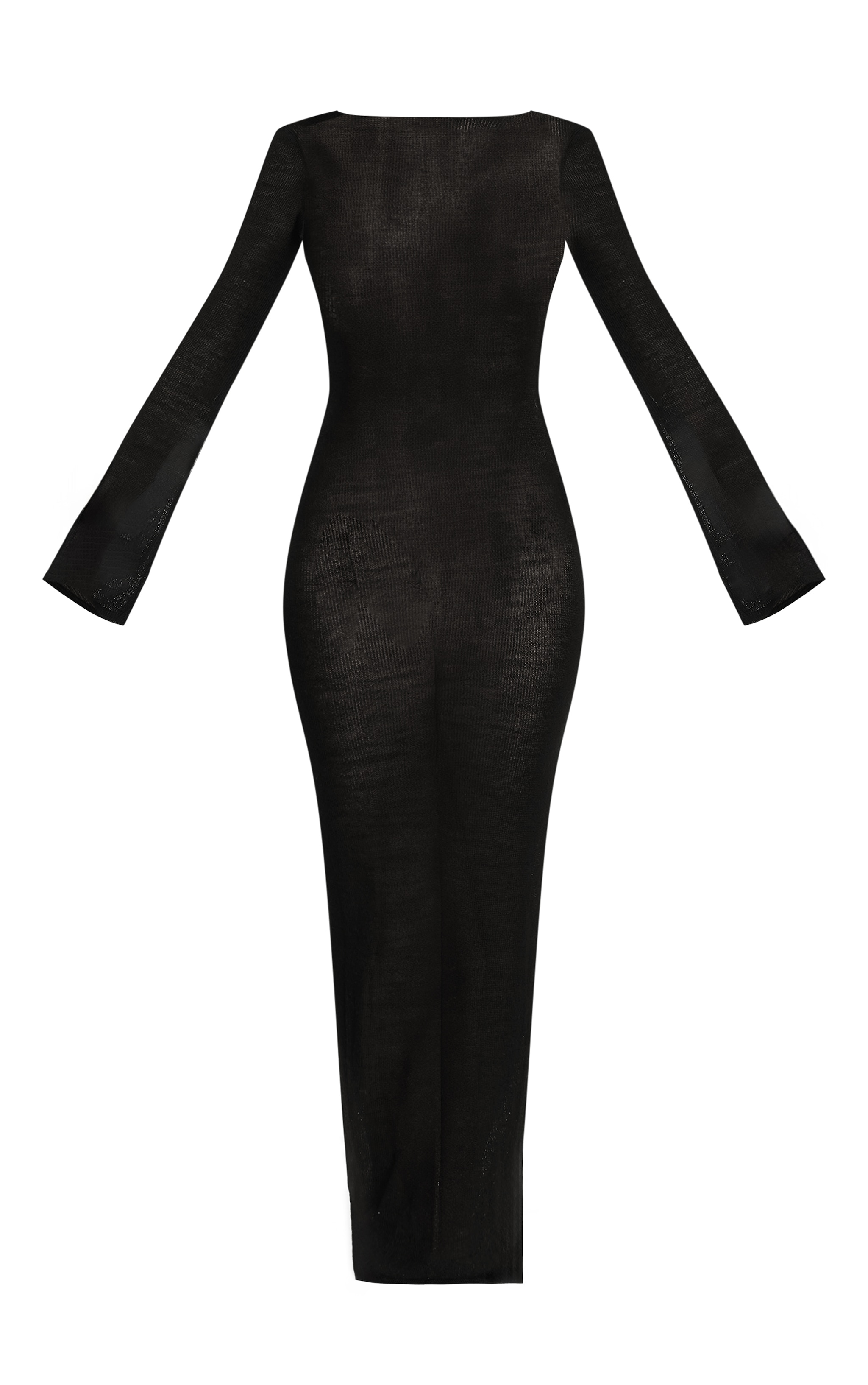 Black Filigree Knit Backless Maxi Beach Dress image 5