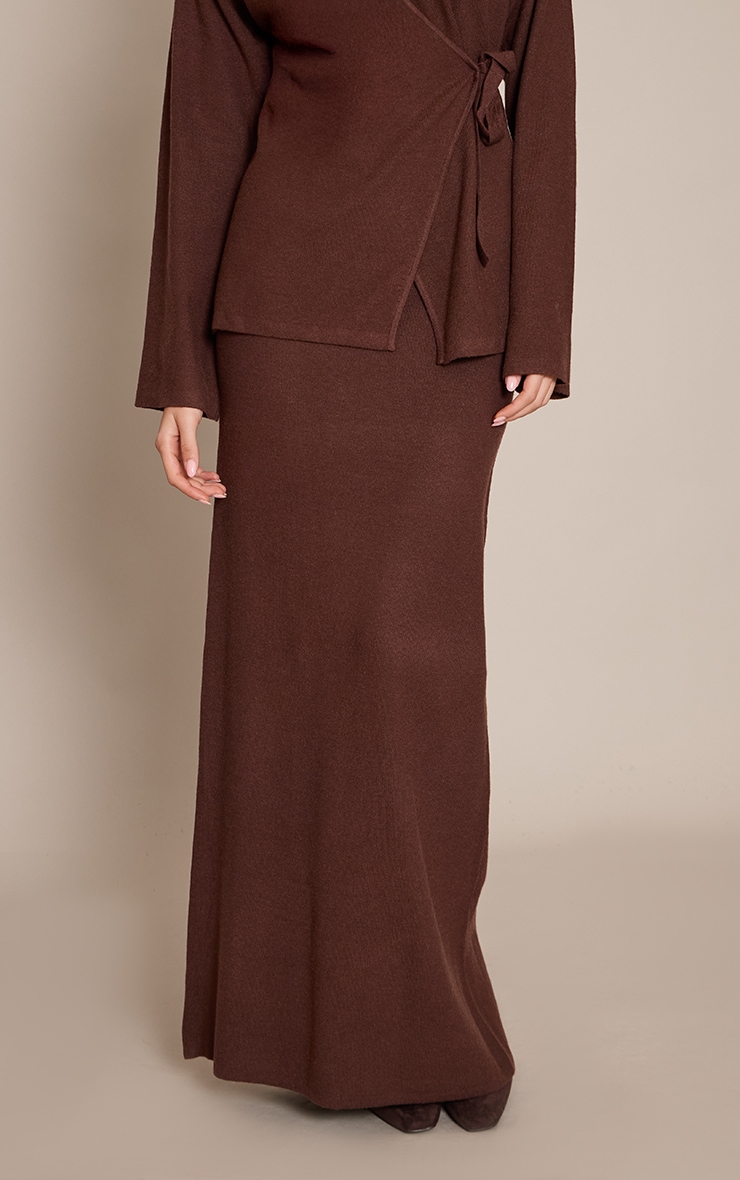 Chocolate Knitted Maxi Skirt  image 2