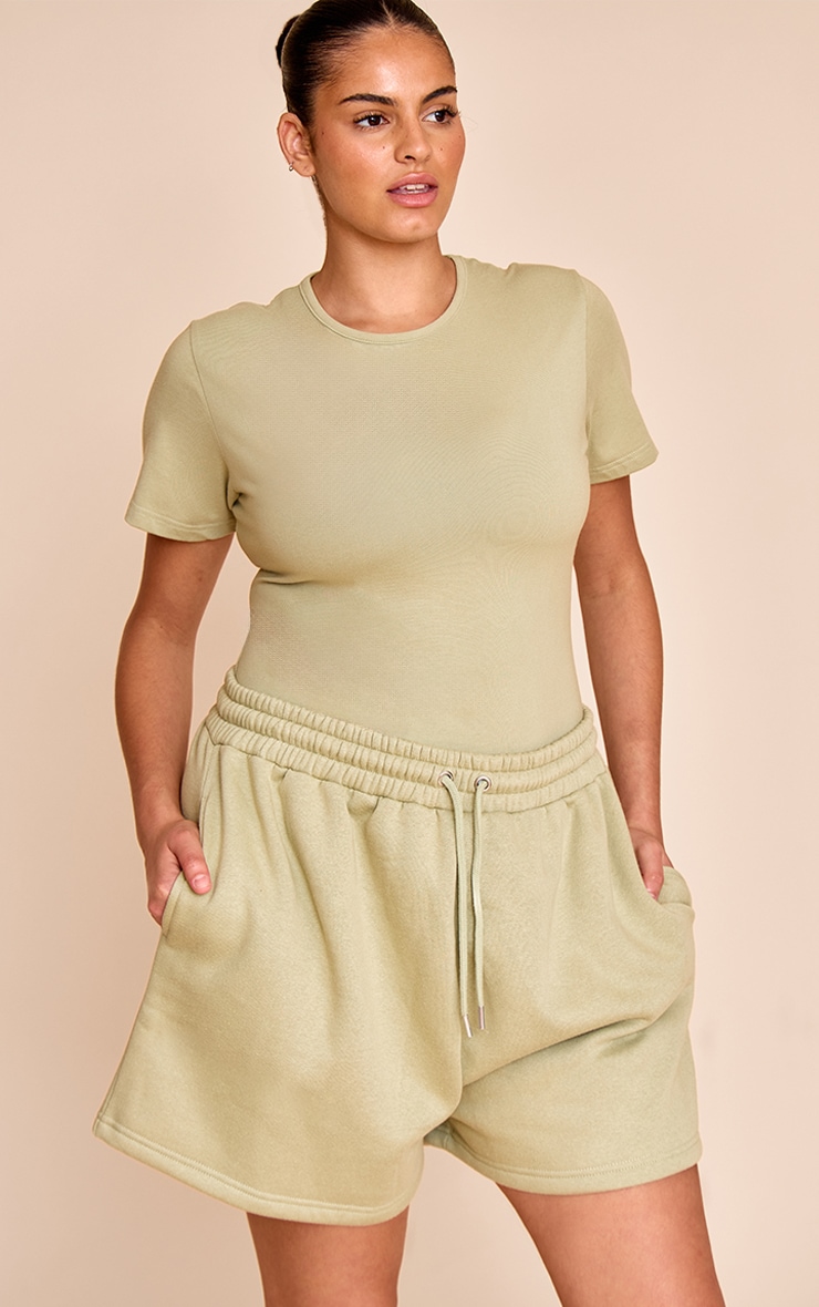 Plus Short en sweat vert sauge image 2