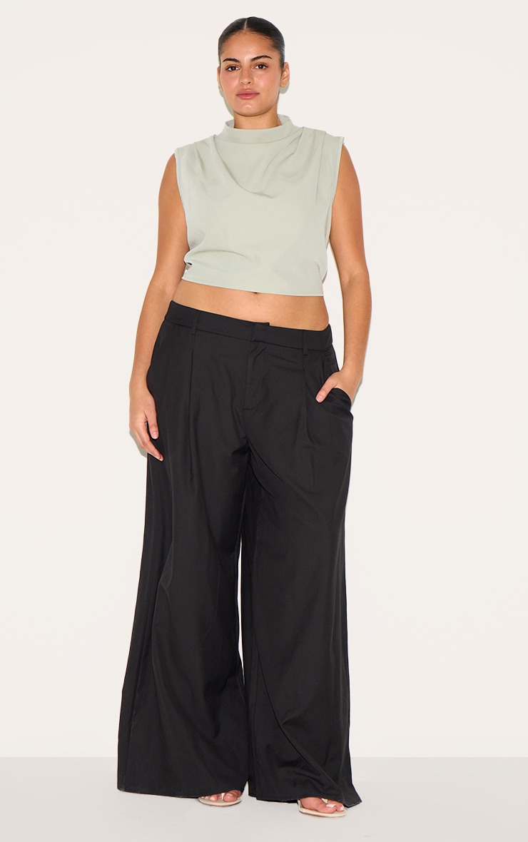Plus Sage Woven Pleated Boxy Top image 3
