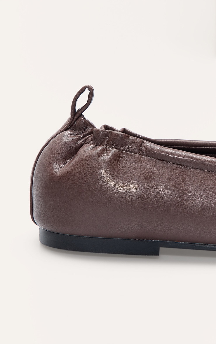 Chocolate Pu Asymmetric Square Toe Ballet Pump image 4