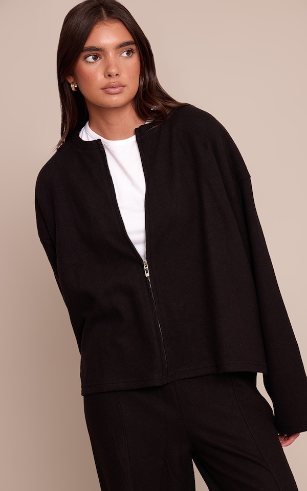 Sweat en coton doux noir à zip