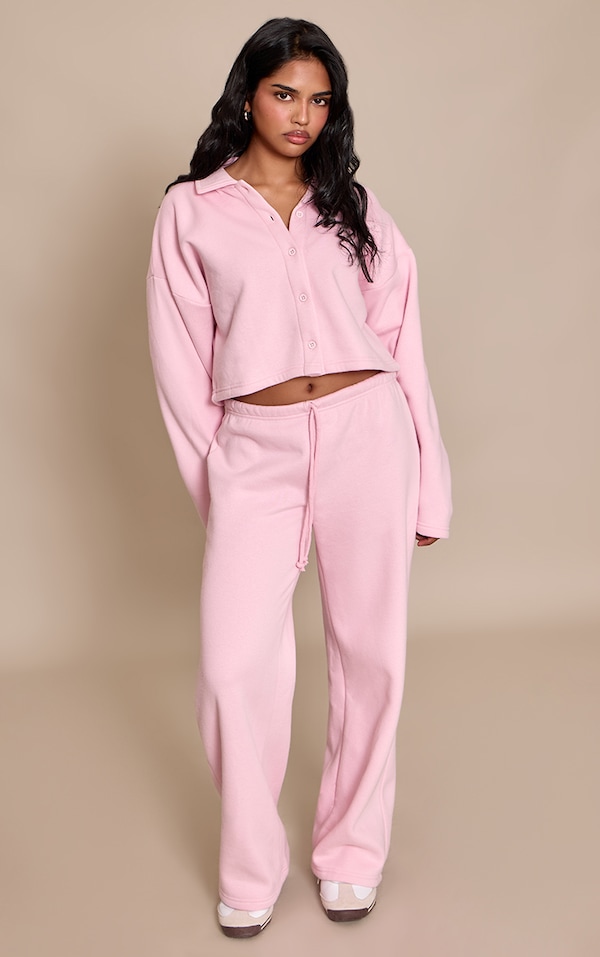 Petite Pink Thin Waistband Straight Leg Sweatpants 