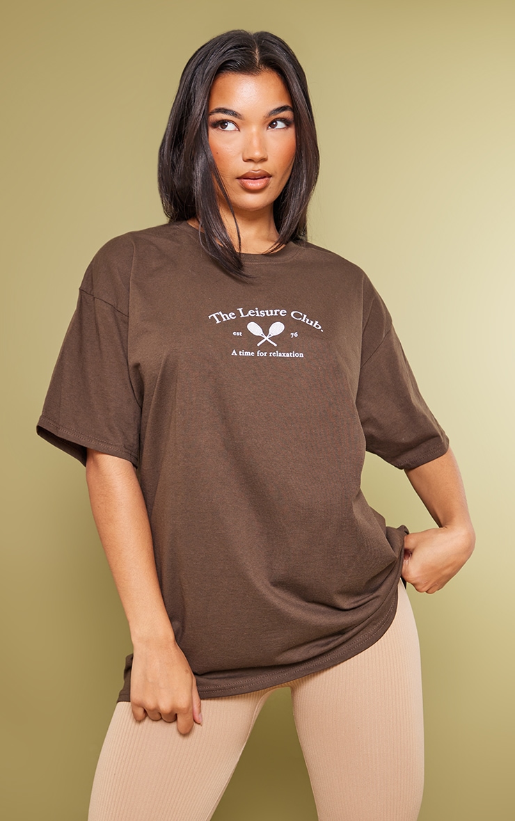 Chocolate The Leisure Club Printed T Shirt image 1