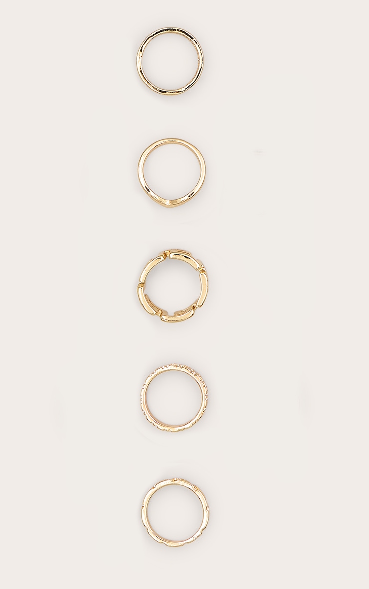 Gold Assorted Cut Out 5 Pack Ring Set image 2