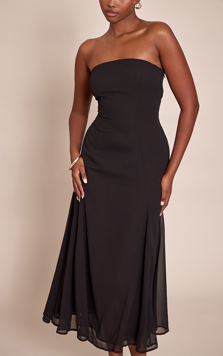 Black Bandeau Godet Midaxi Dress image 4