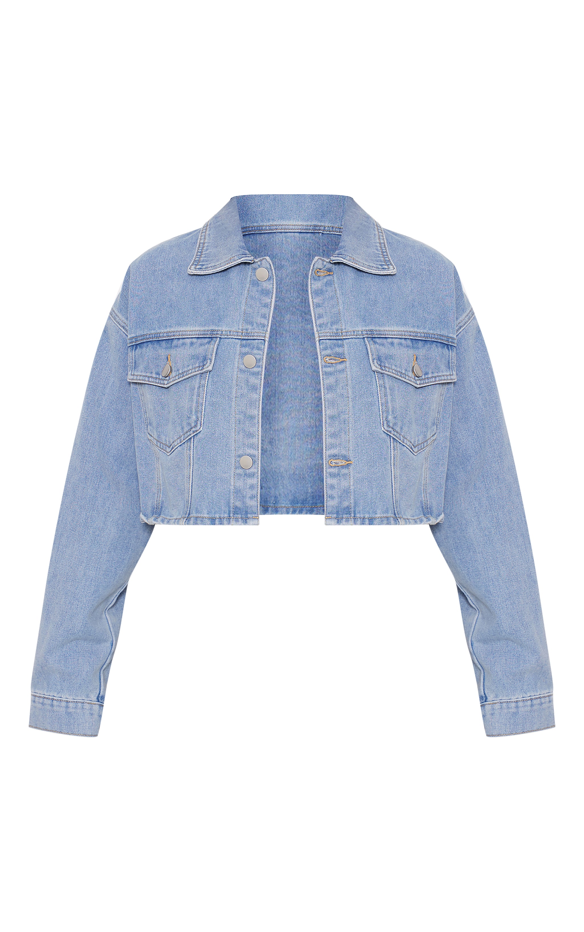 Light Blue Pocket Detail Cropped Denim Jacket image 5