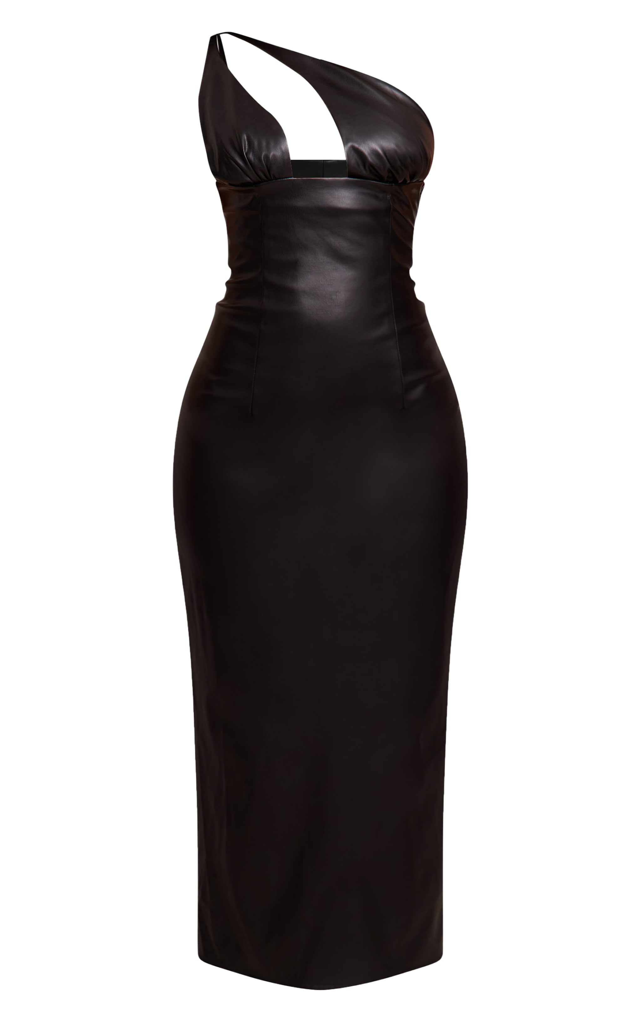 Petite Black Strappy Faux Leather Maxi Dress image 5