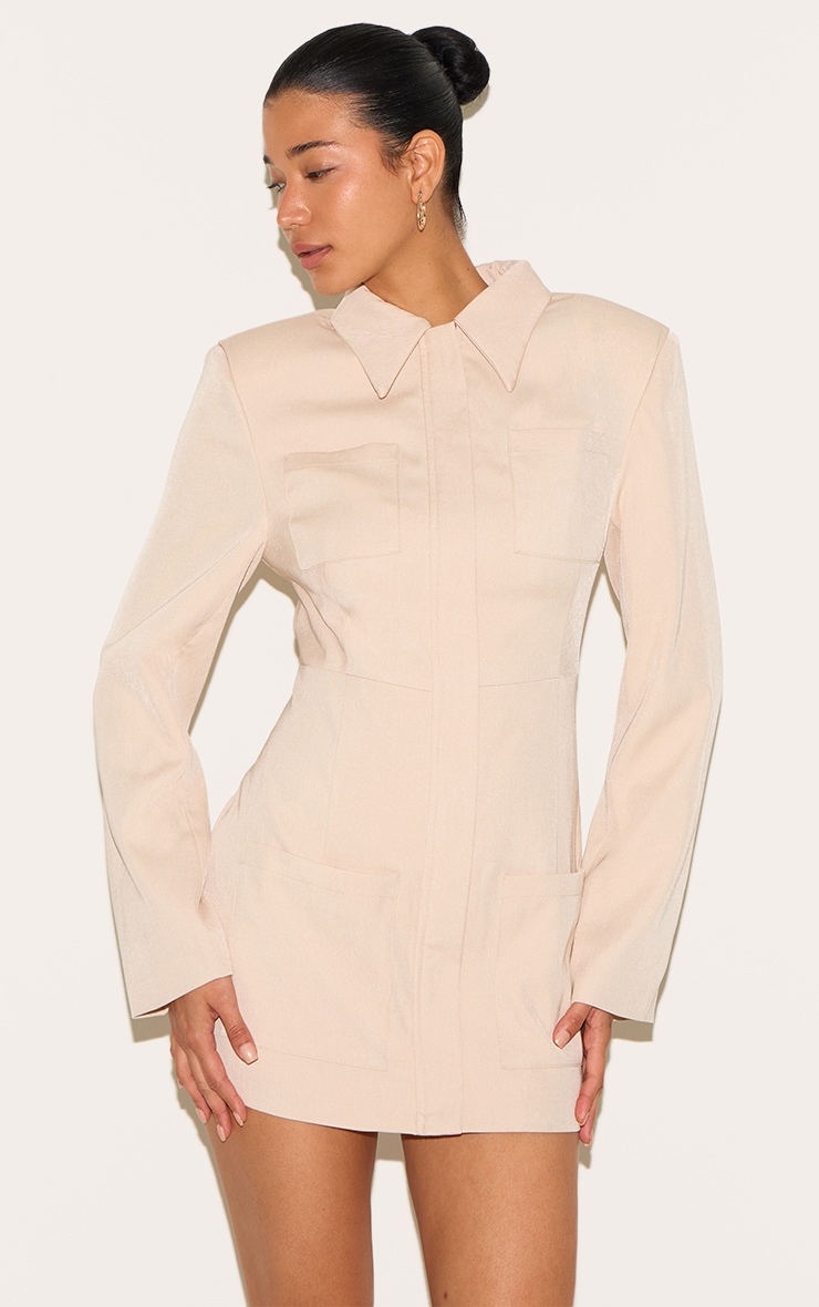 Stone Blazer Pocket Detail Blazer Dress image 1