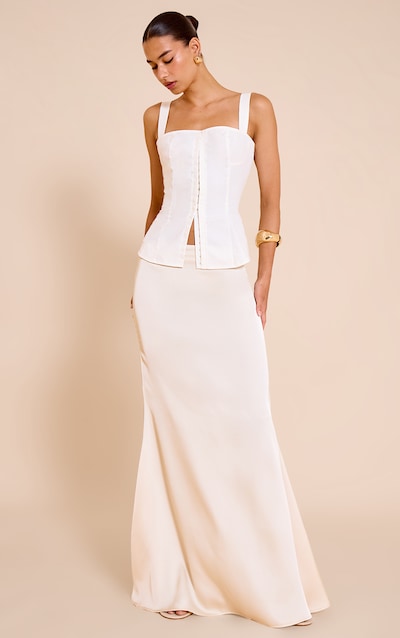 Cream Satin Floaty Maxi Skirt