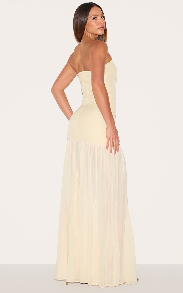 Tall Almond Bandeau Chiffon Detail Maxi Dress image 2