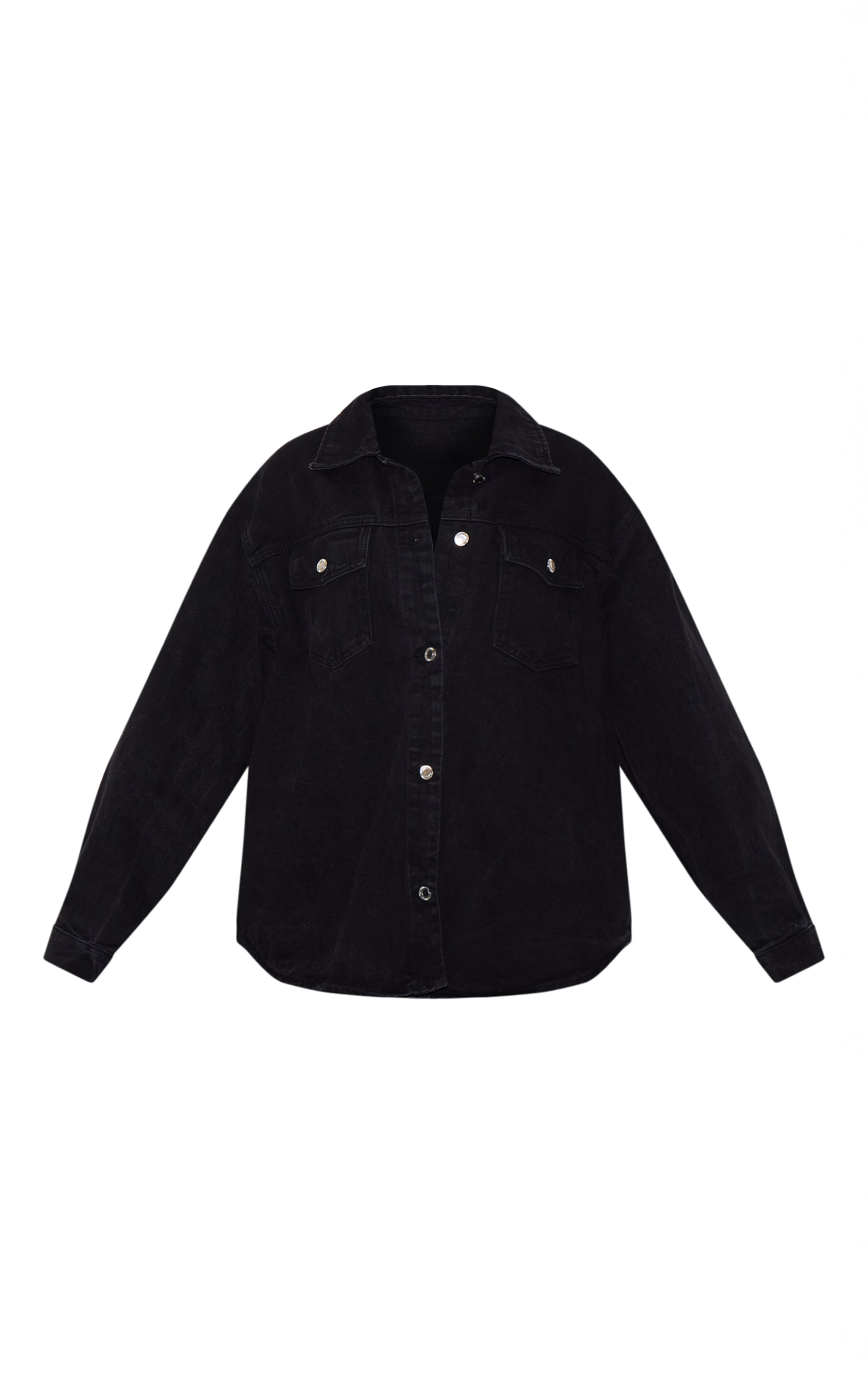 Plus Washed Black Long Sleeve Denim Shirt image 5