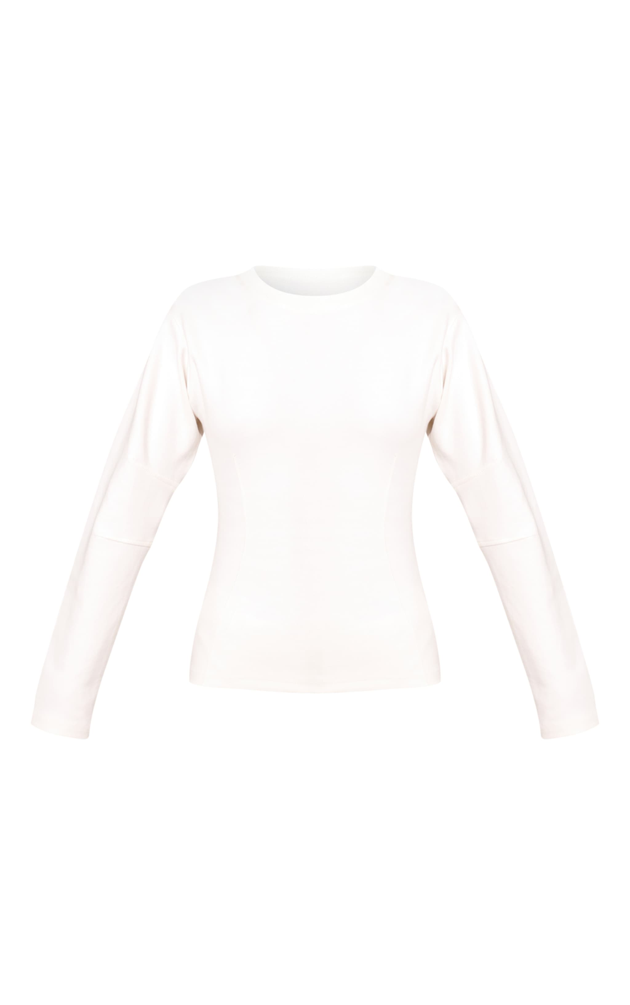 Sweat en maille tricot interlock crème à taille resserrée image 5