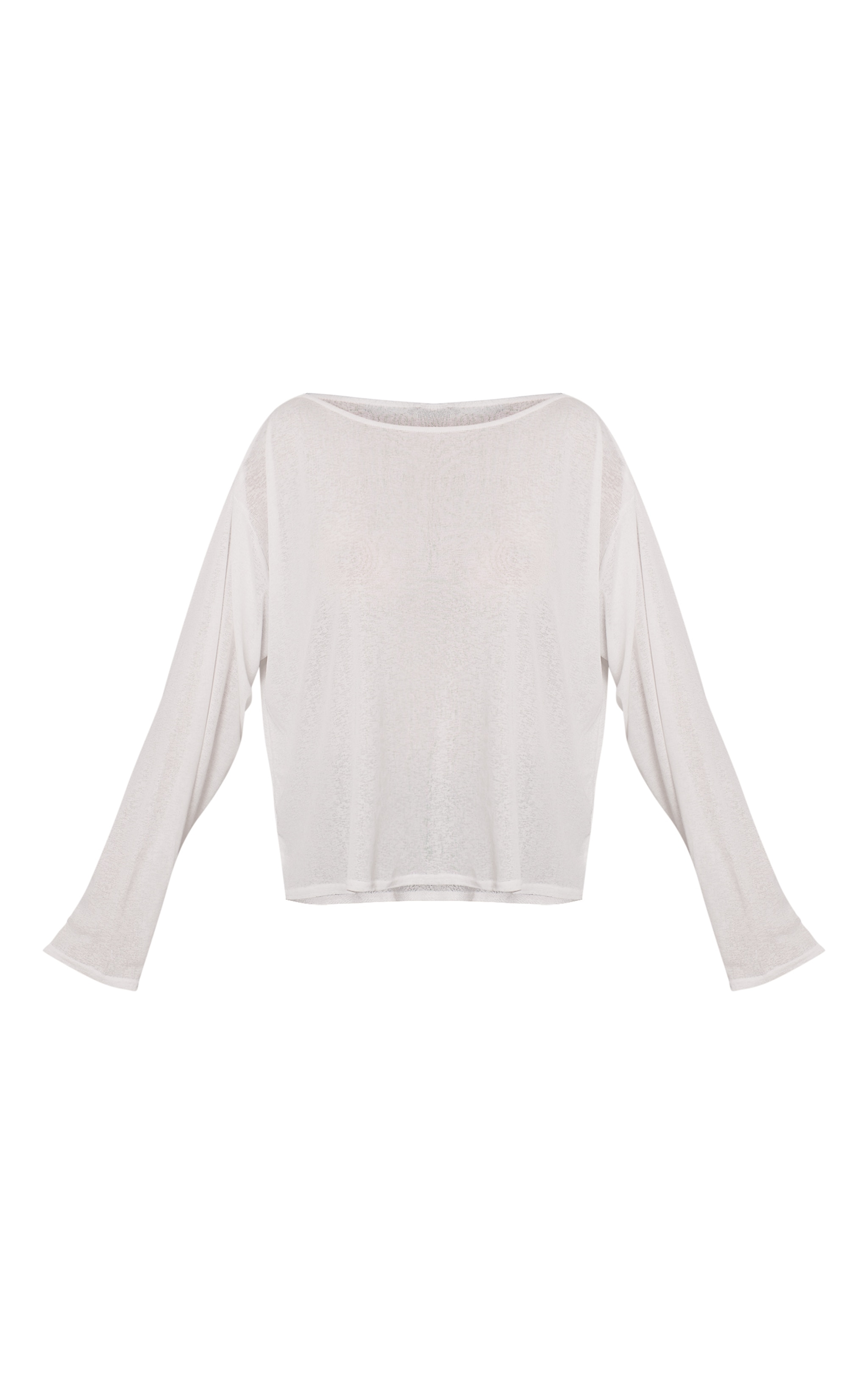 White Oversized Burnout Mesh Long Sleeve Top  image 5