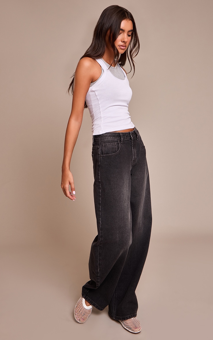 Grey Low Rise Barrel Jeans image 1