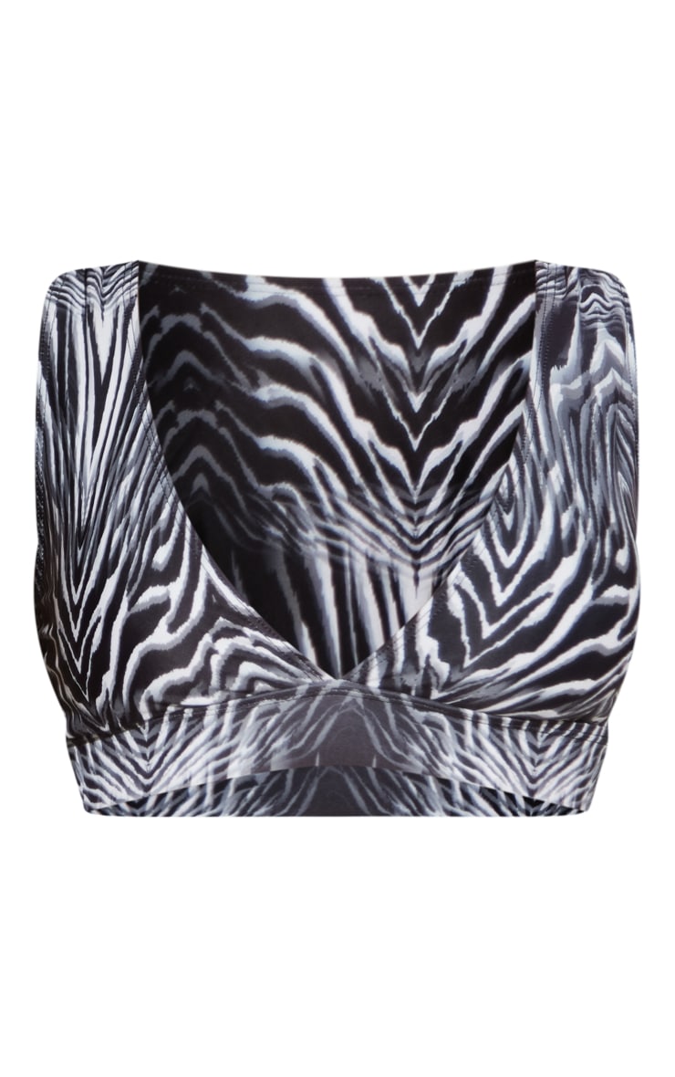 Monochrome Ombre Tiger Plunge Bikini Top image 1