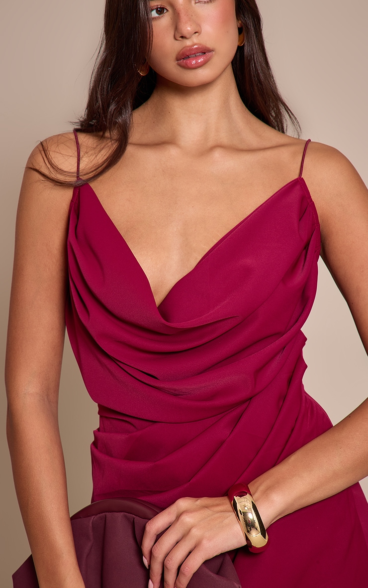 Plum Chiffon Drape Cut Out Midaxi Dress image 4