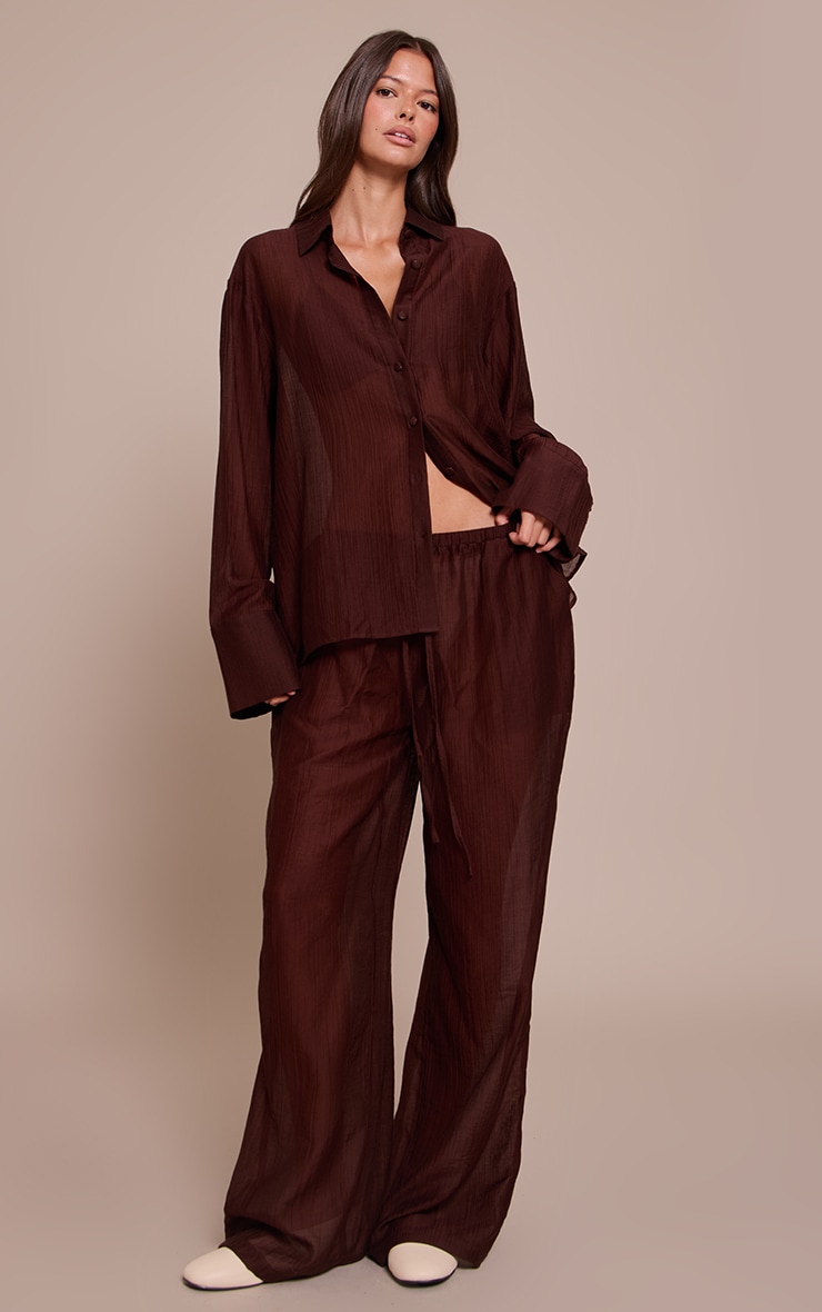  Chocolate Textured Oversized Deep Cuff Shirt image 3