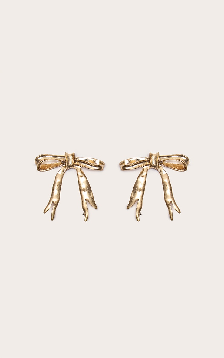 Boucles d'oreilles imposantes dorées effet usé en rubans image 2