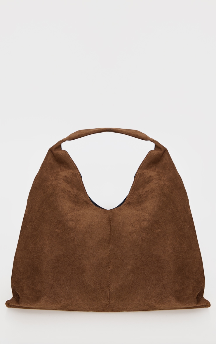 Tote bag oversize ample en suédine chocolat image 2