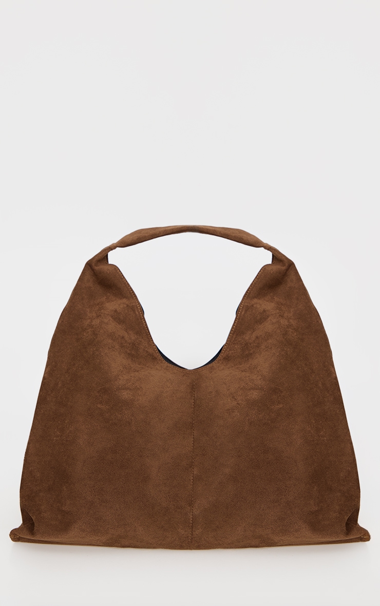 Chocolate Faux Suede Oversized Slouchy Tote Bag image 2