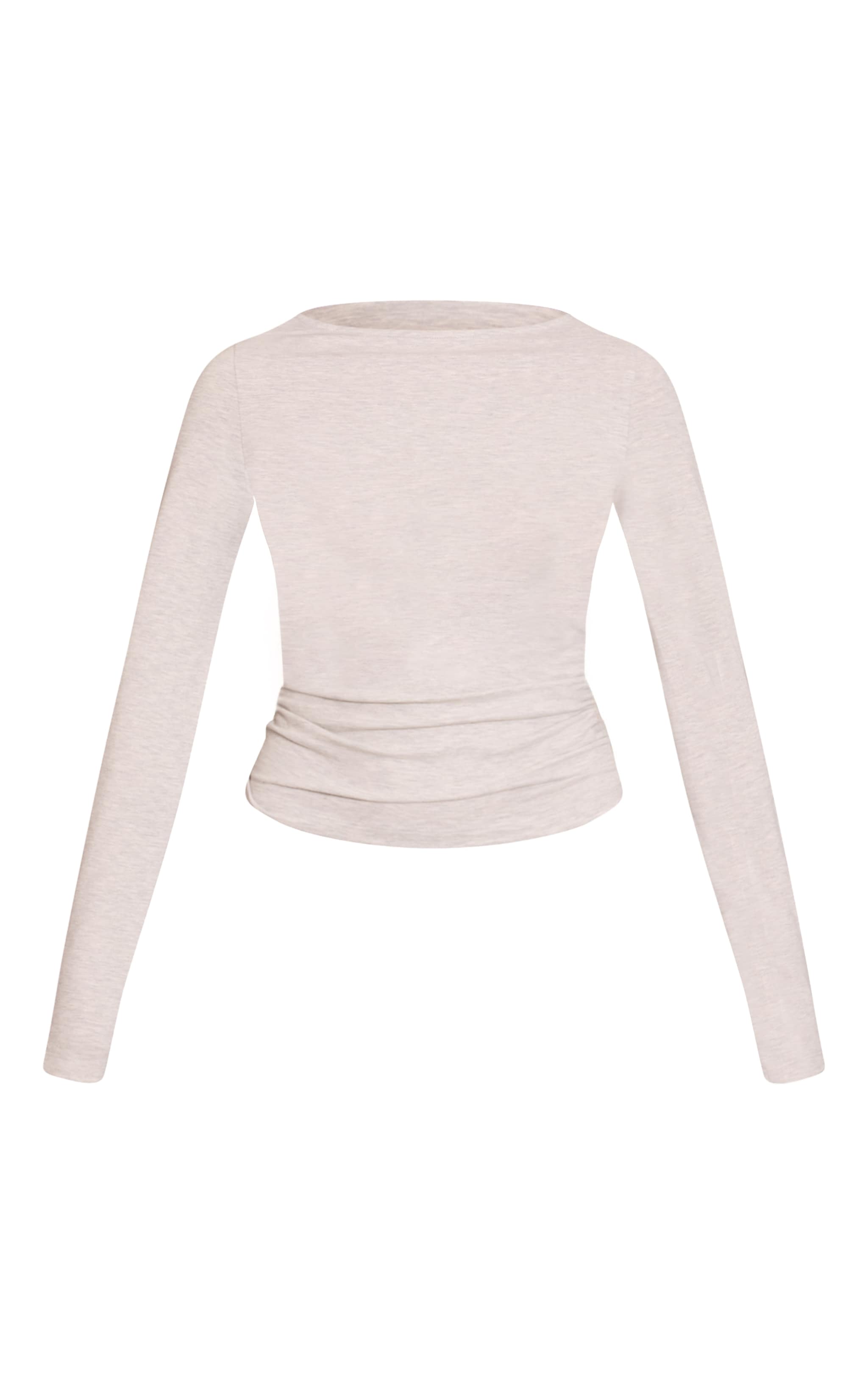Grey Marl Soft Cotton Ruched Side Long Sleeve Top image 5
