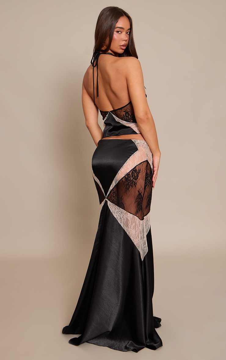 Monochrome Lace Panelled Maxi Skirt image 3