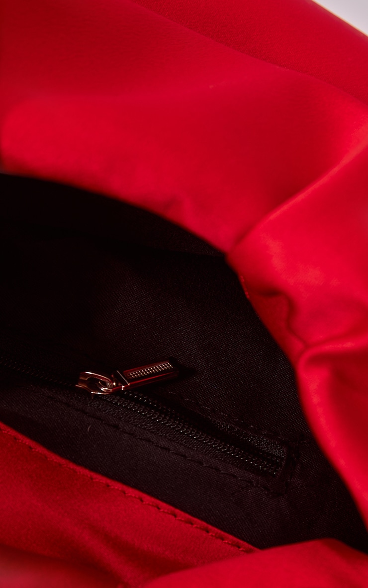 Red Satin Knot Handle Hand Bag image 4