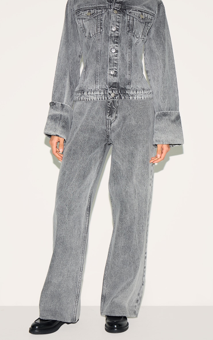 Ice Grey Mid Rise Wide Leg Jeans image 2