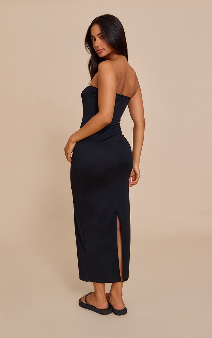 Petite Black Bandeau Slinky Midaxi Dress image 2