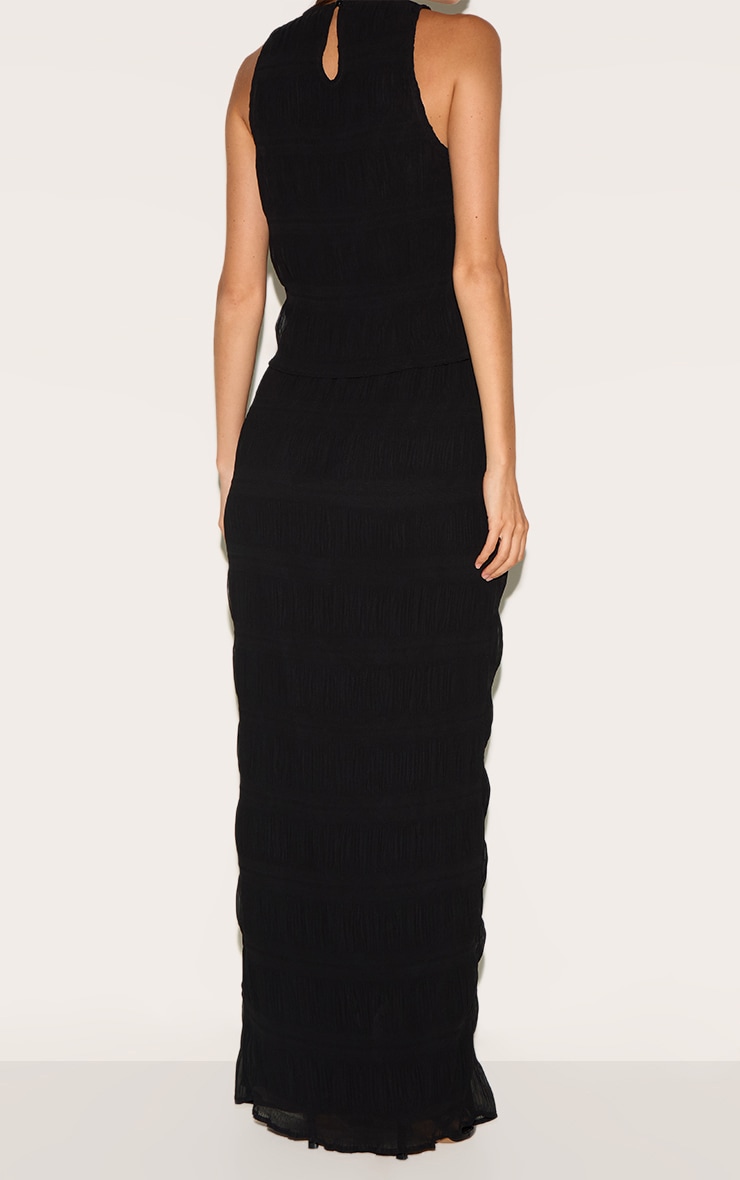 Black Chiffon Textured Maxi Skirt image 3