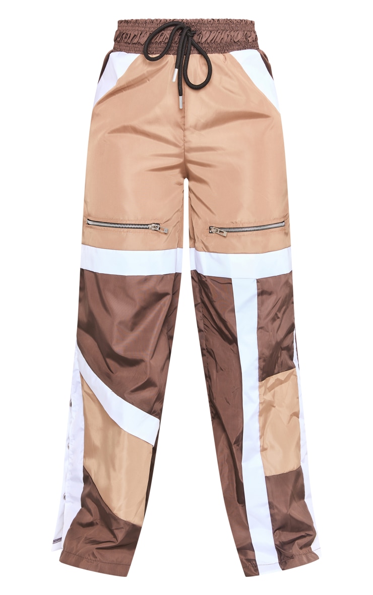 Petite Brown Panel Detail Shell Trousers image 5