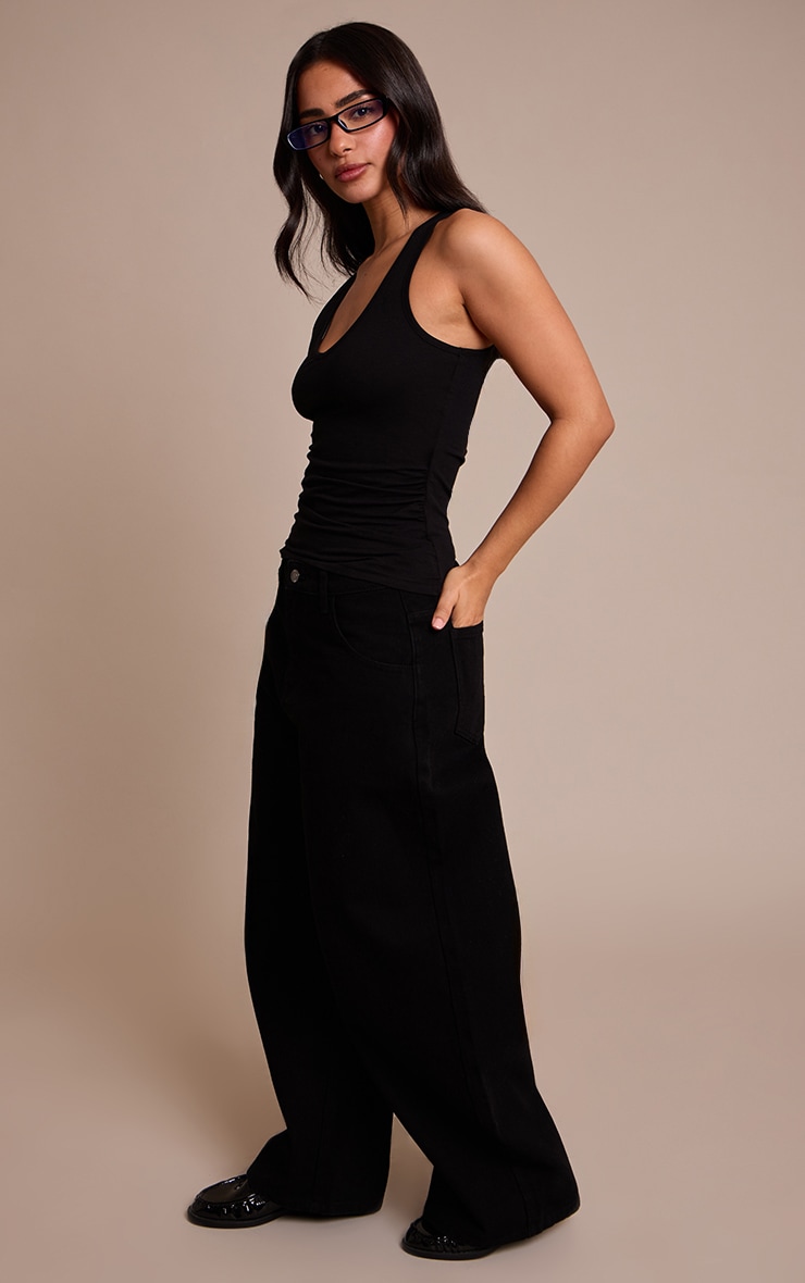 Petite Black Seam Detail Barrel Jean image 2