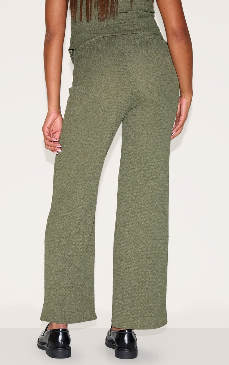 Maternity Dark Khaki Textured Wide Leg Trousers image 3