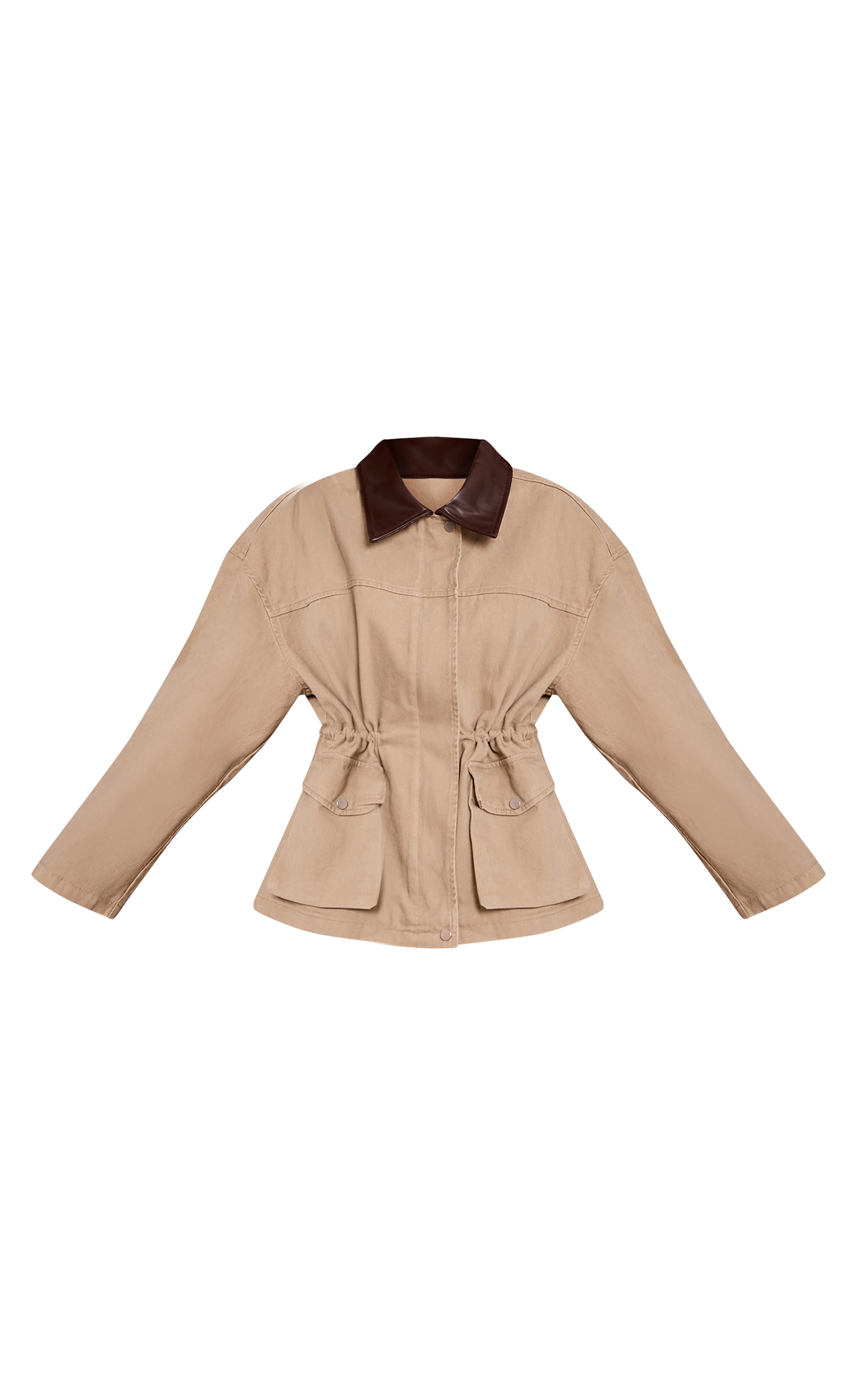 Stone Contrast Collar Cinched Denim Jacket image 5